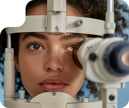 Eye examination at the clinic