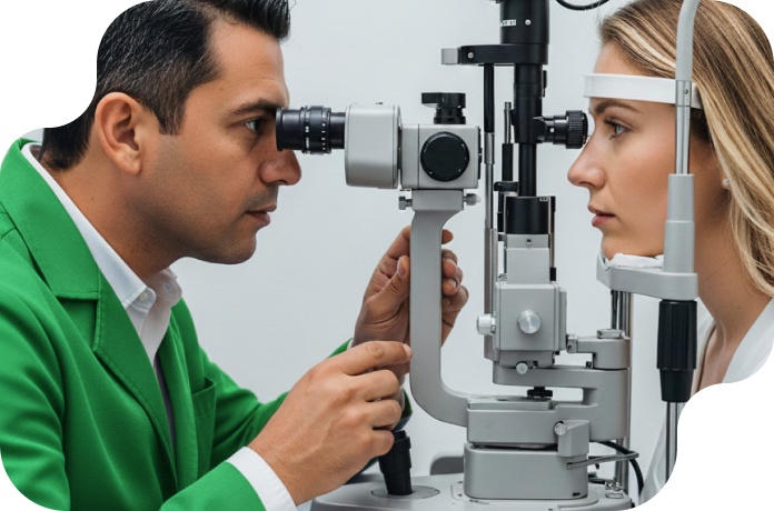 Doctor and patient eye check