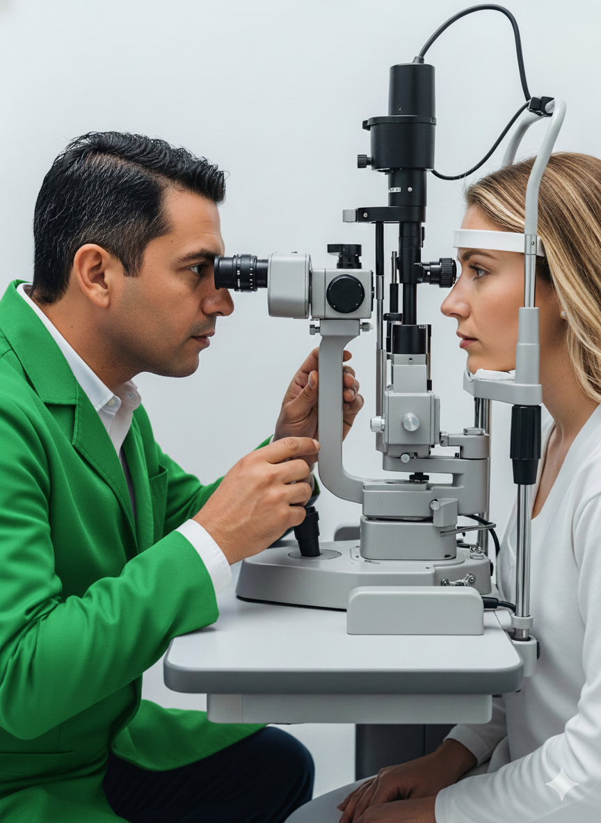 Patient during eye examination